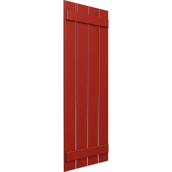 True Fit PVC Four Board Spaced Board-n-Batten Shutters, Fire Red , 23W X 68H